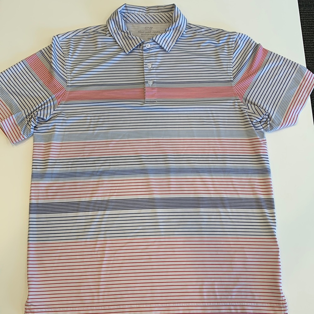 Vineyard Vines Performance Red, White & Blue Polo, M